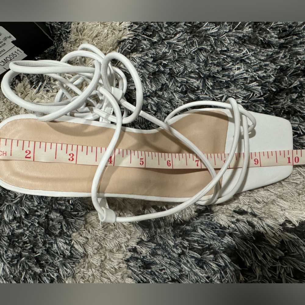 White Lace Up Heels - Picture 4 of 5